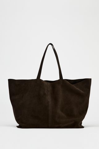 Suede Maxi Shopper Bag