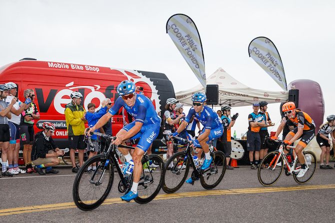 Travis McCabe (UnitedHealthcare) leads a group on the climb on stage 3 of the 2018 Colorado Classic