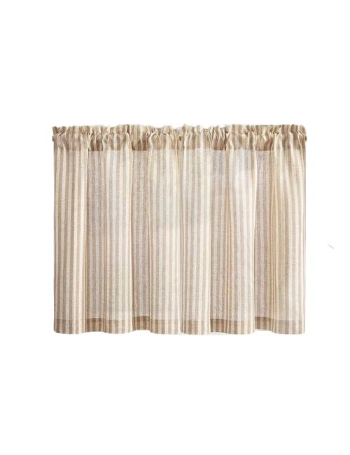 Striped Linen Kitchen Tier Curtains