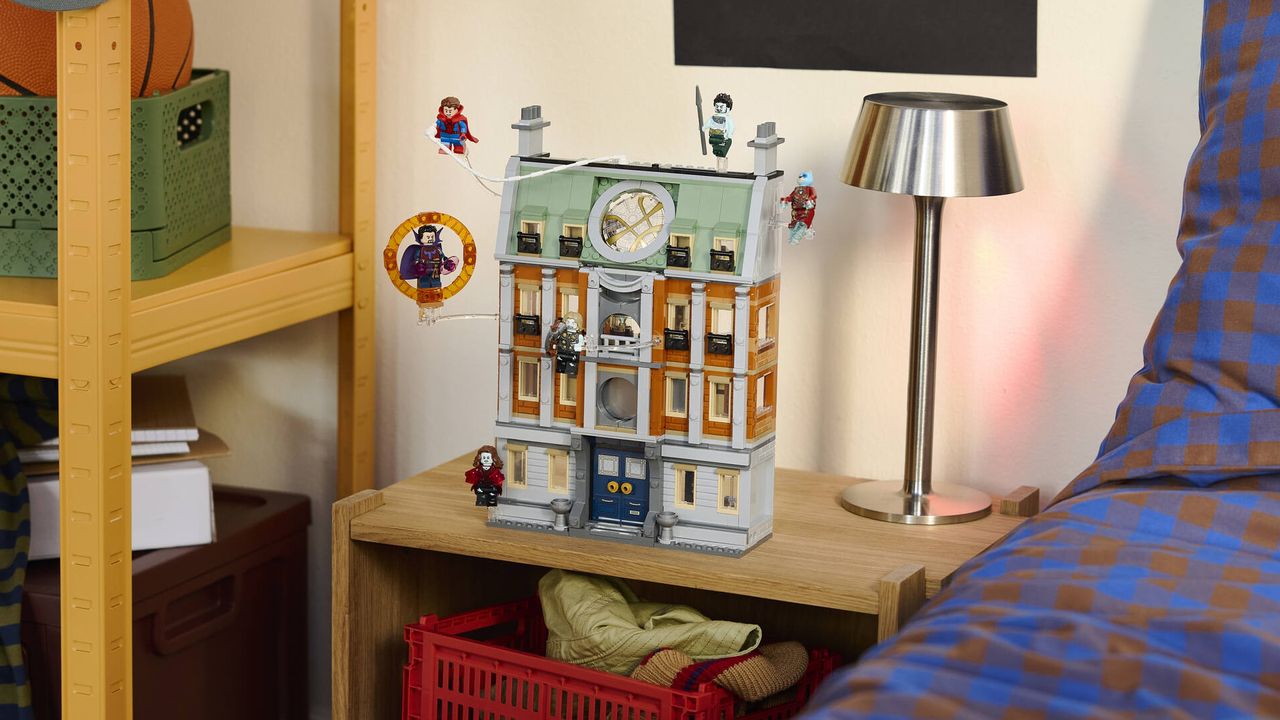Lego What if Sanctum Sanctorum set and minifigures on a bedside table