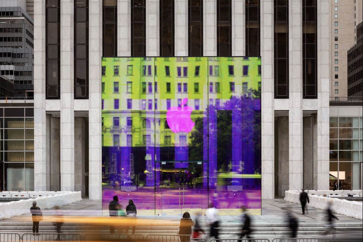 Fifth Avenue Glass Cube Gets Temporary Rainbow Look to Celebrate