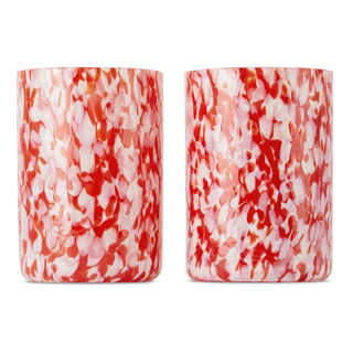 murano glass hand-blown red and white tumblers