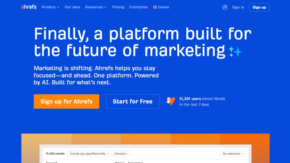 Website screenshot of Ahrefs (August, 2025)