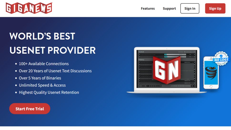 Giganews website screenshot (September 2025).