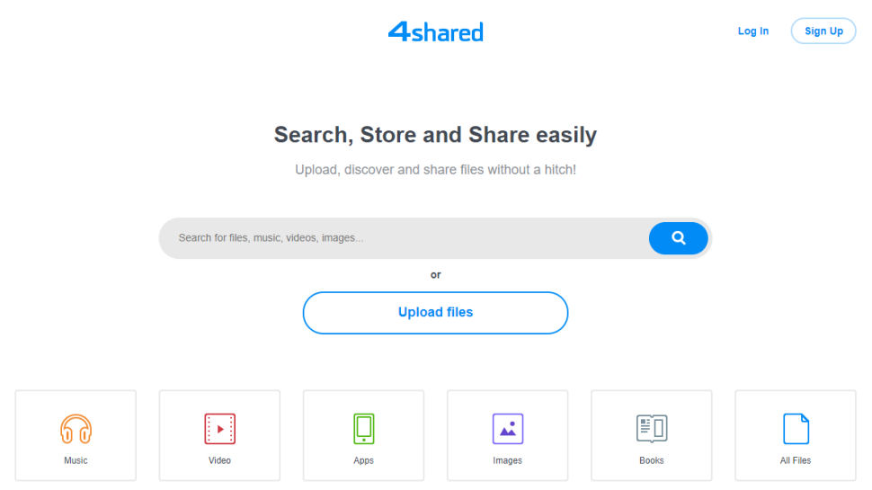 Tangkapan layar situs web untuk 4shared