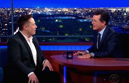 Stephen Colbert talks with Elon Musk