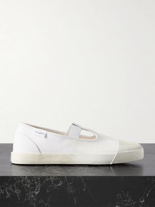 Maison Margiela Tabi on the Deck Distressed Canvas Sneakers