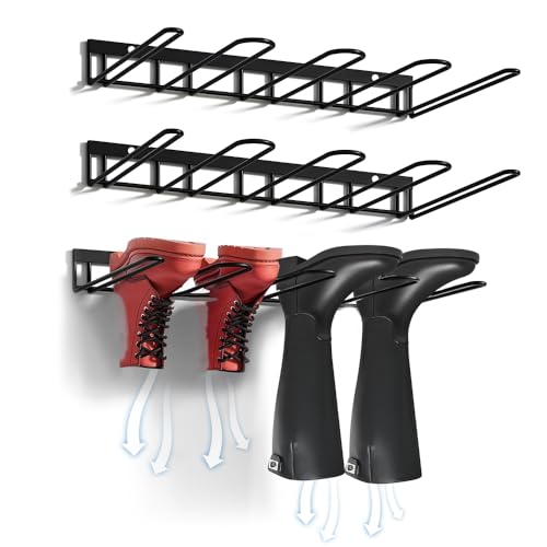 Ybccby 3 Packs Welly Boot Rack, Boot Rack Wader Hanger Wall Mounted, Boot Rack Garage Boot Storage, Metal Boot Organizer, Boot Rack Wader Hanger for Entryway, Garage, Mudroom for 6 Pairs