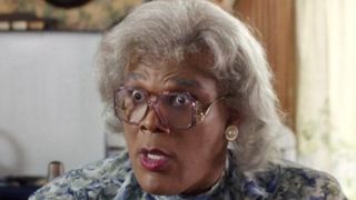 Tyler Perry staring in shock in Diary of a Mad Black Woman