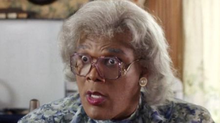 Tyler Perry staring in shock in Diary of a Mad Black Woman