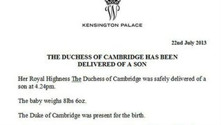 The royal baby press release from Kensington Palace