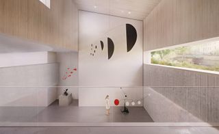 Render of gallery by Herzog & de Meuron at Calder Gardens, Philadelphia, with gardens outside by Piet Oudolf