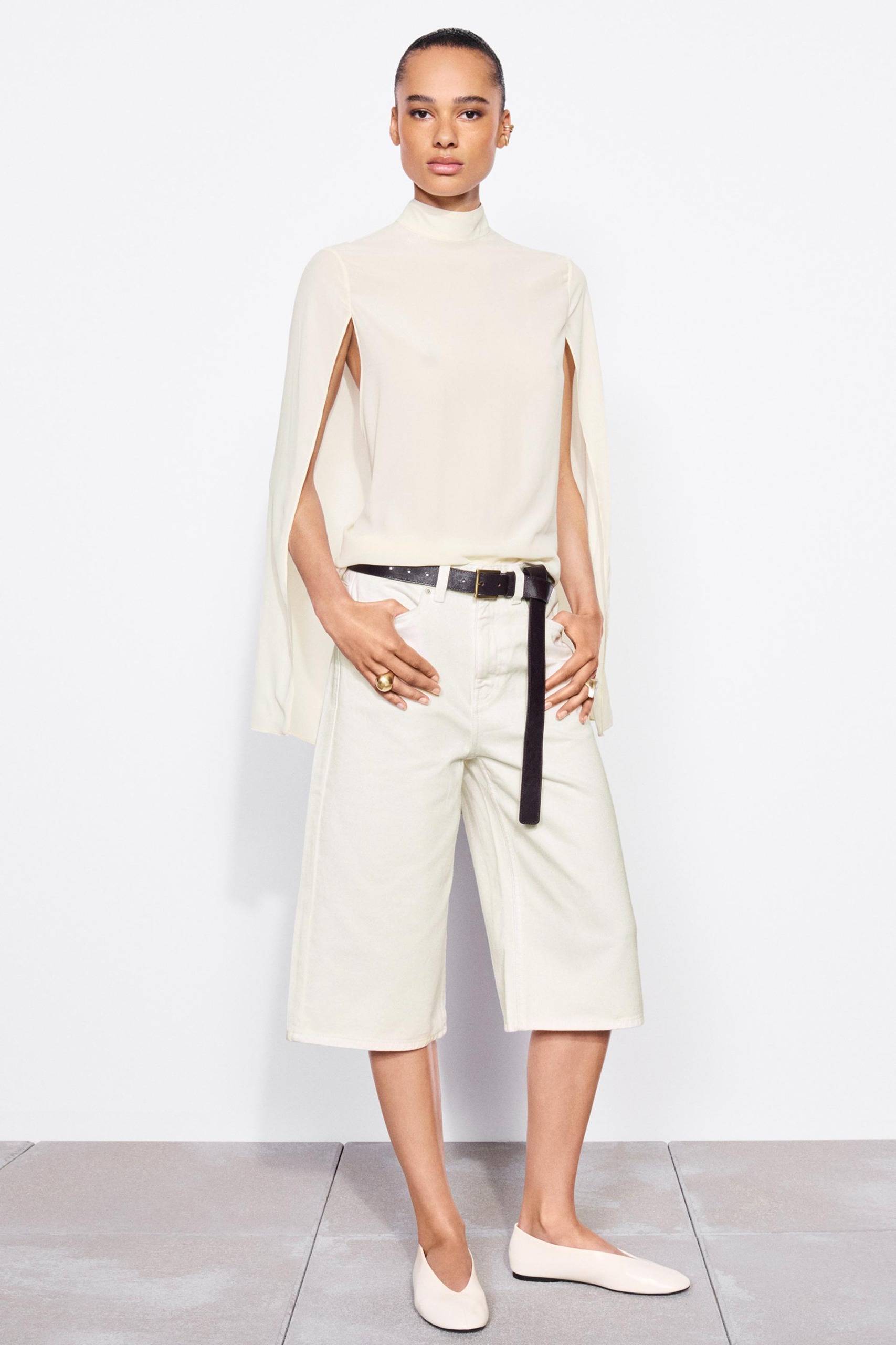 Leather Ballet Flats - Off White - 5