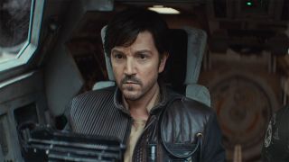 A close up of Cassian in a U-Wing cockpit in Andor season 2's finale episode