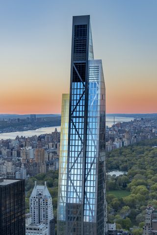 53 West 53 building in New York City, backed by Central Park