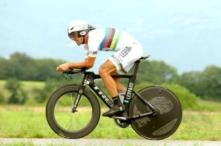 World time trial champion Fabian Cancellara (Leopard Trek) suffered from setting out among the early starters.