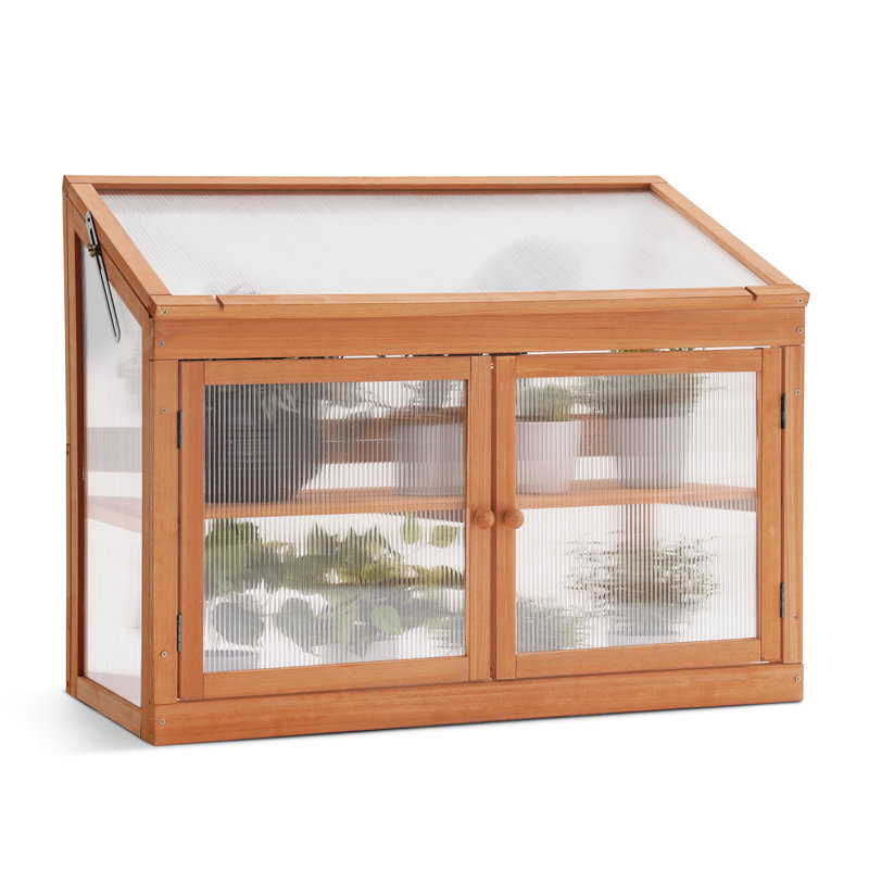Mcombo 35.4" W X 14.6" D 2-Tier Wooden Cold Frame Garden Greenhouse &amp;amp; Reviews | Wayfair