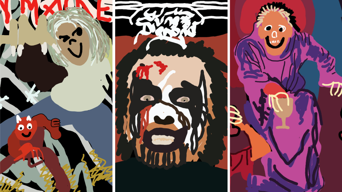 Iron Maiden, King Diamond and Death album art recreated in MS Paint