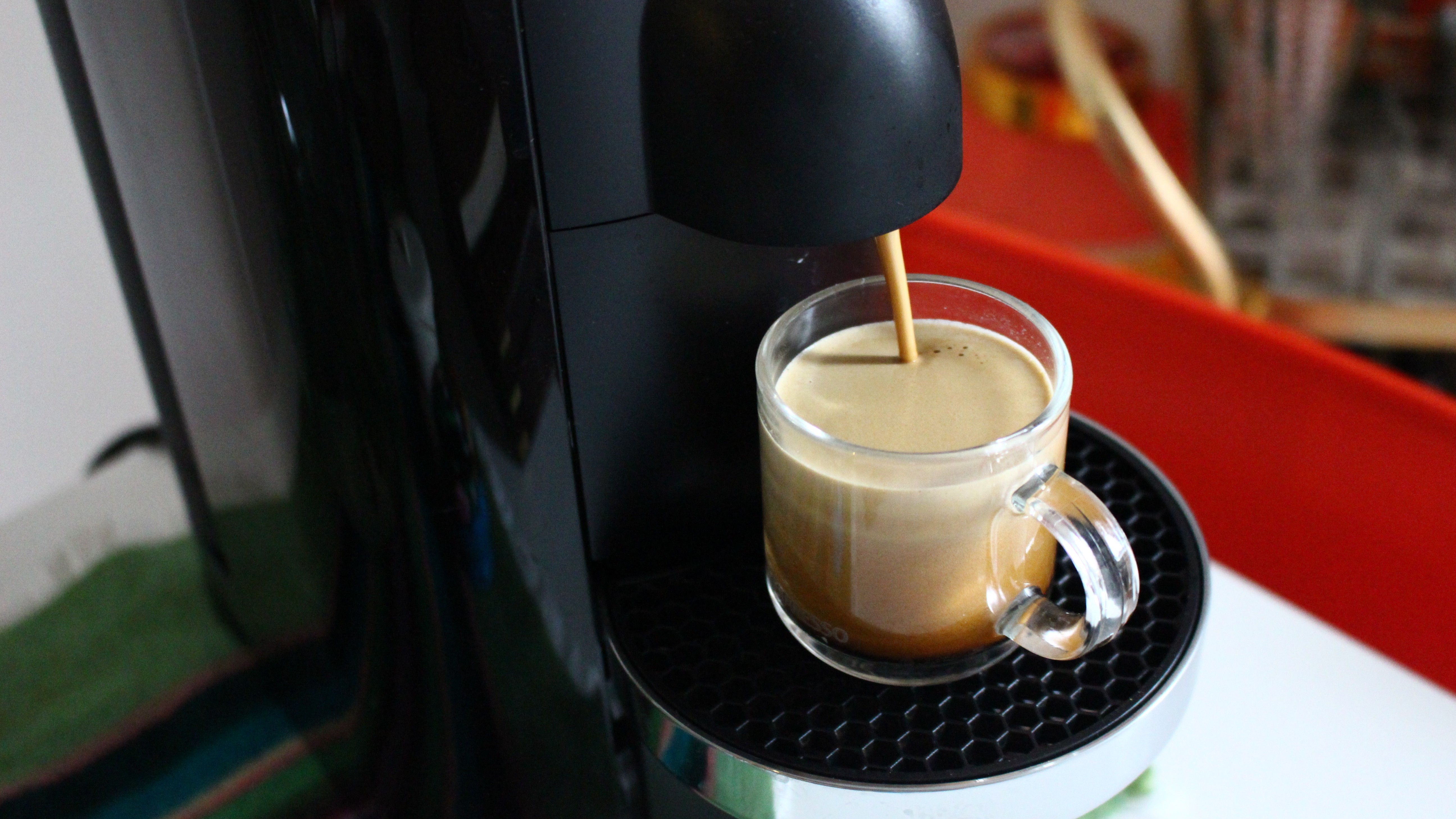 Nespresso Vertuo Plus coffee maker on kitchen counter