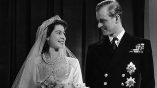 Queen Elizabeth II with her husband Phillip, Duke of Edinburgh, on their wedding day, 20th November 1947