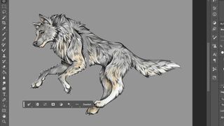 A sreenshot of a wolf illustration in Photoshop