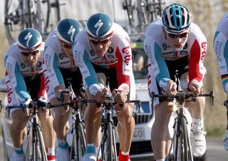 Andre Greipel (Omega Pharma-Lotto) with his face taped up after crashing during the TTT warmup