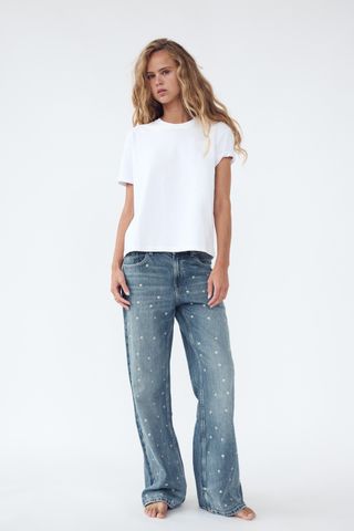 Trf Relaxed Fit Mid-Rise Jeans With Rivets