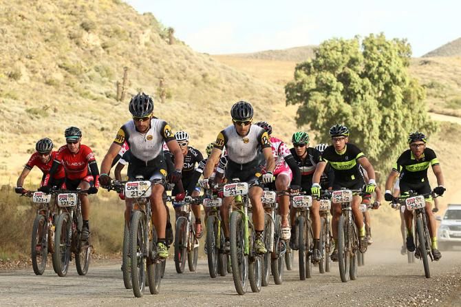 Perez Joan Llordella and Pau Zamora of Buff Pro lead a group of riders