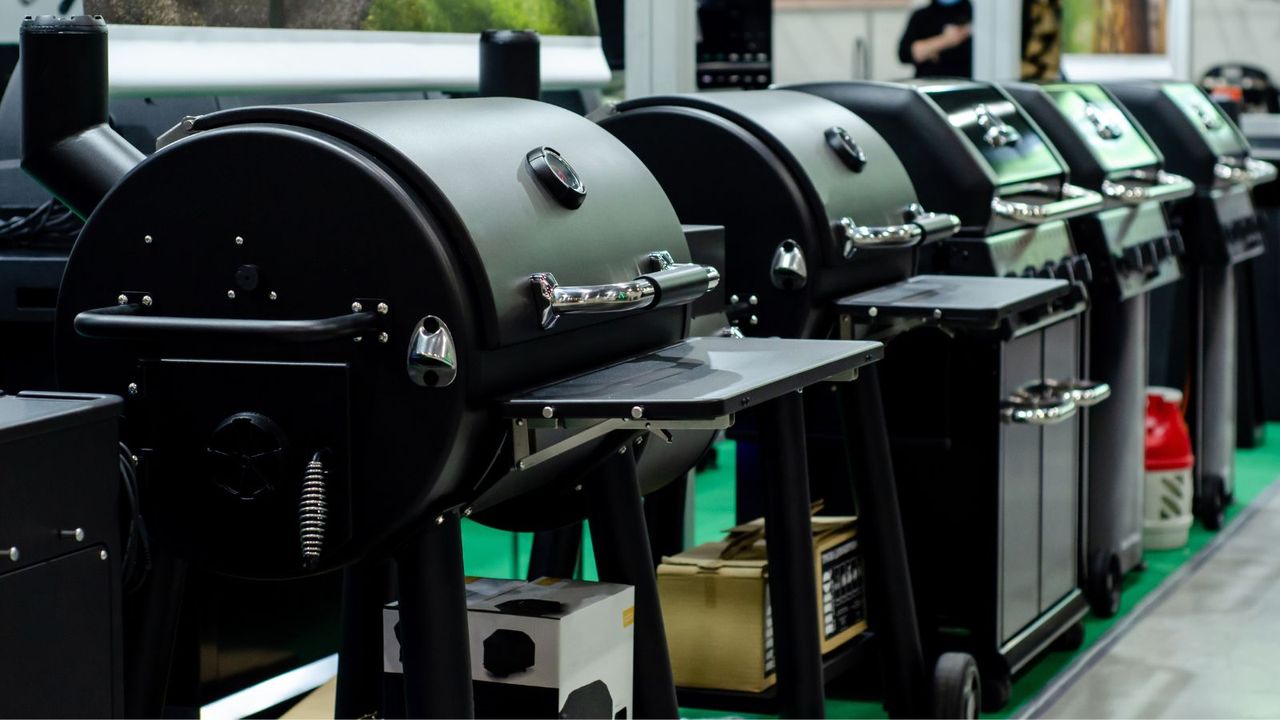 A row of grills in a store