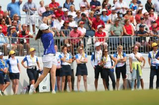 Leona Maguire Solheim Cup teeing off 1st hole 2021