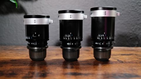 Blazar Cato anamorphic lenses side by side for size comparison