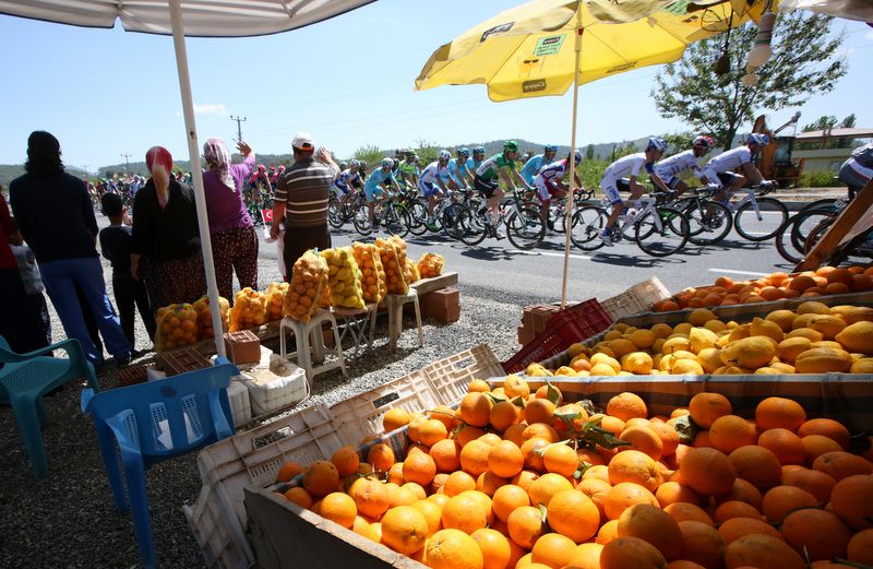 Lots of fruits roadside during the Tour of Turkey