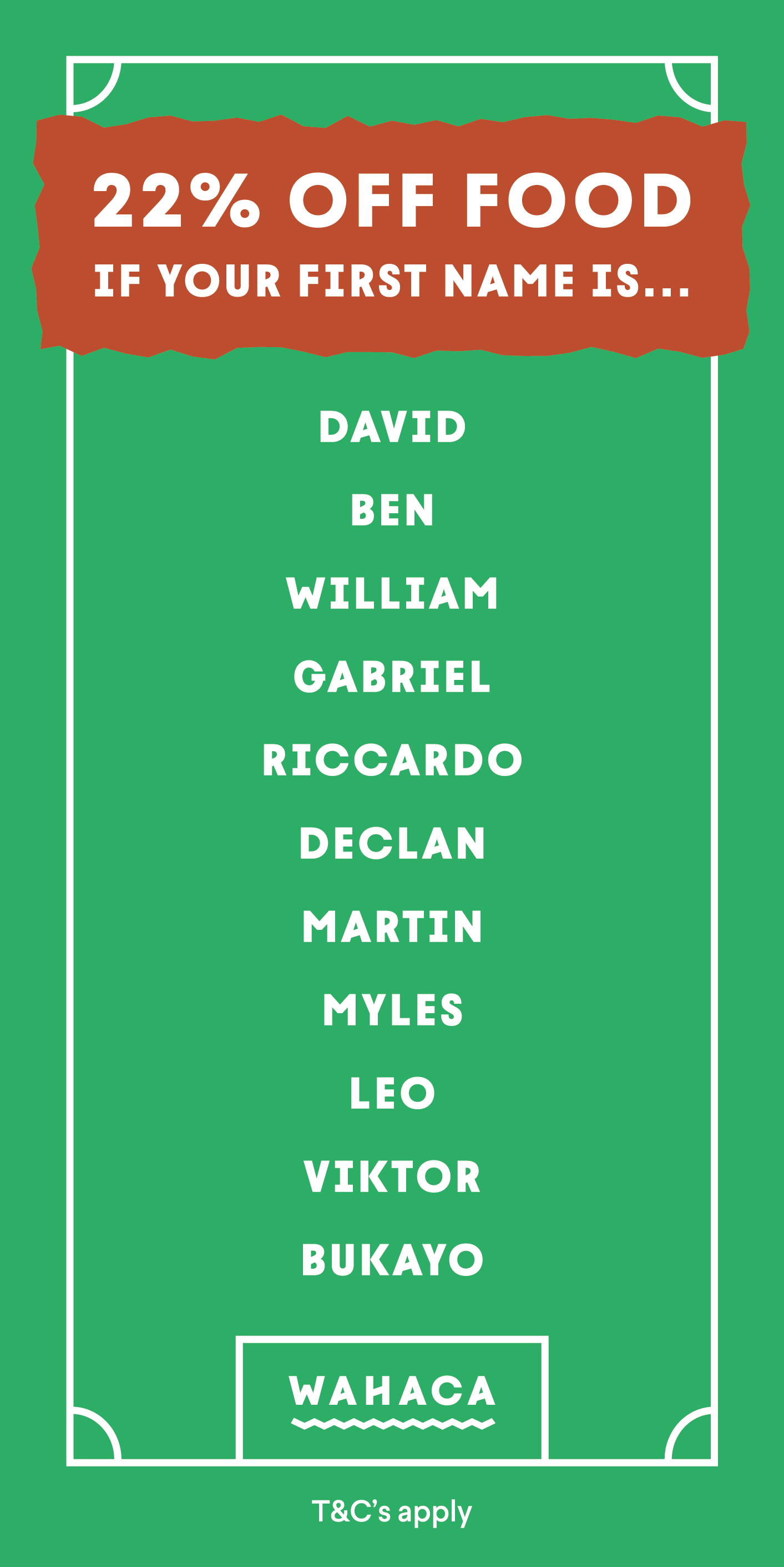Wahaca list of names who can get a discount after Arsenal winning the league