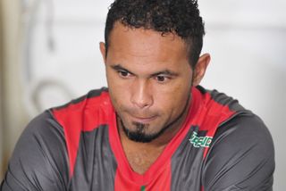 Bruno Fernandes de Souza presented as a new BOA Esporte player at a press conference in 2017.