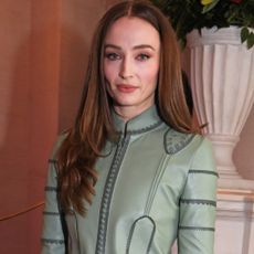 Sophie Turner attended the Newport Beach Festival Honors in a custom leather skirt set from Louis Vuitton