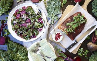 Tahini-marinaded kale