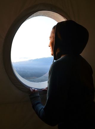 Viewing "Mars" through the porthole.
