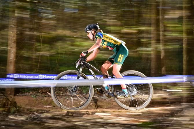 Cherie Vale of South Africa in action during the women's cross country final