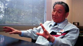Roland founder Ikutaro Kakehashi speaks during the Asahi Shimbun interview on February 22, 2000