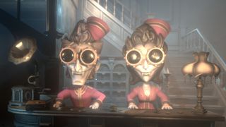 Vampire hotel workers at front desk