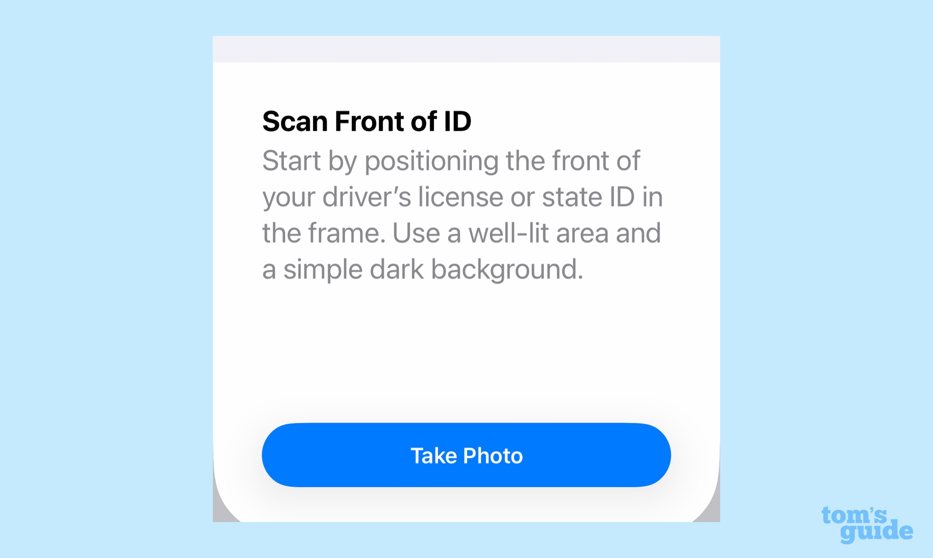 scanning the state id card to apply for a digital drivers license in Apple Wallet