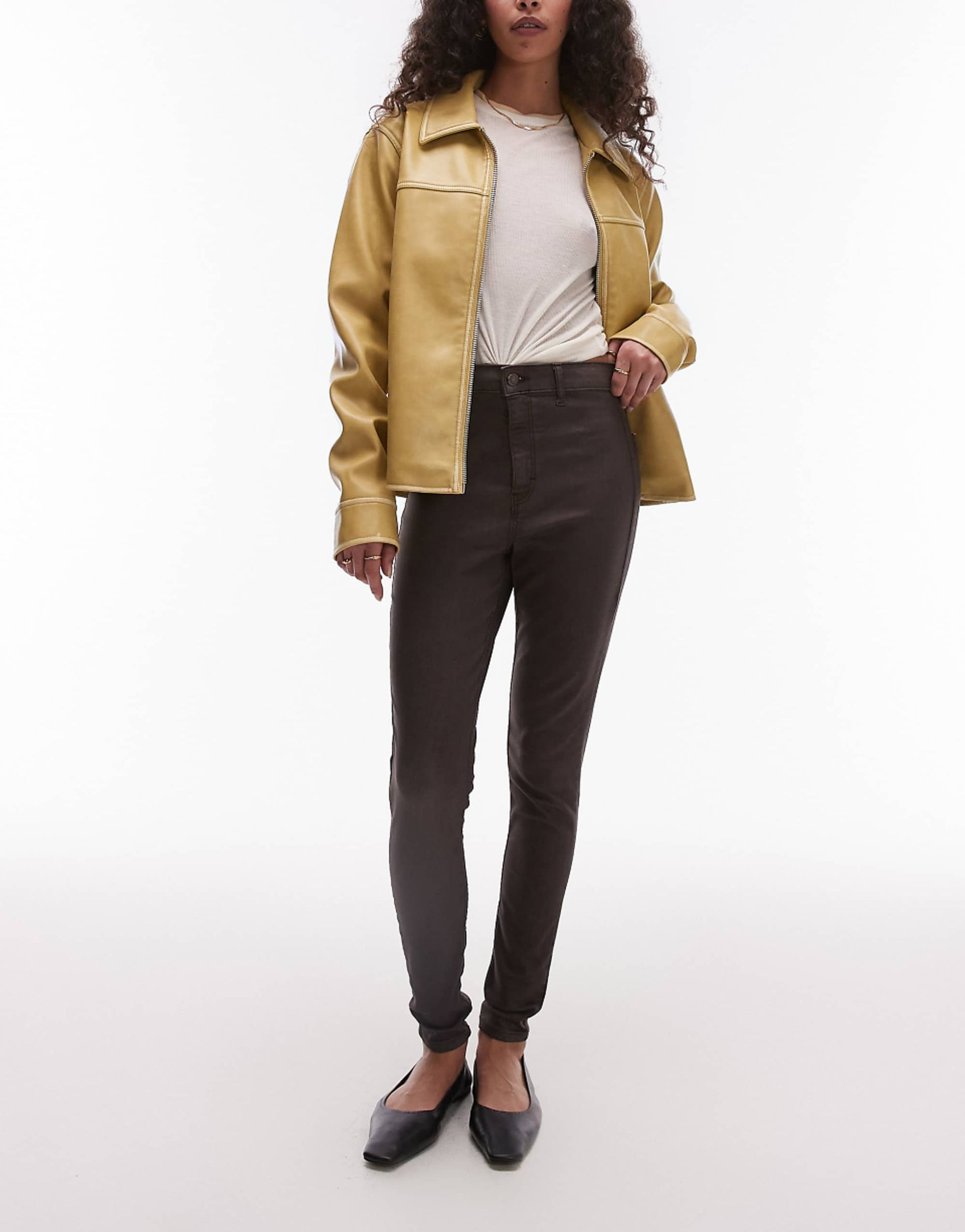 Topshop Joni High Rise Super Skinny Jean in Brown