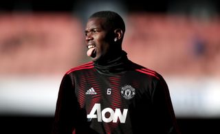 Paul Pogba during the warm-up ahead of Manchester United's clash with Arsenal at the Emirates
