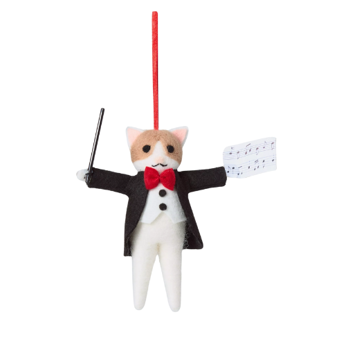 John Lewis Enchanting Tales Conductor Cat Felt Tree Decoration
