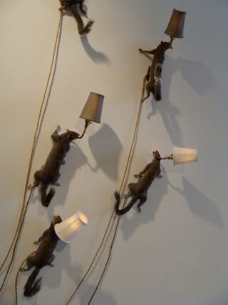 Taxidermy lighting by Alex Randall, on display at The Future Perfect