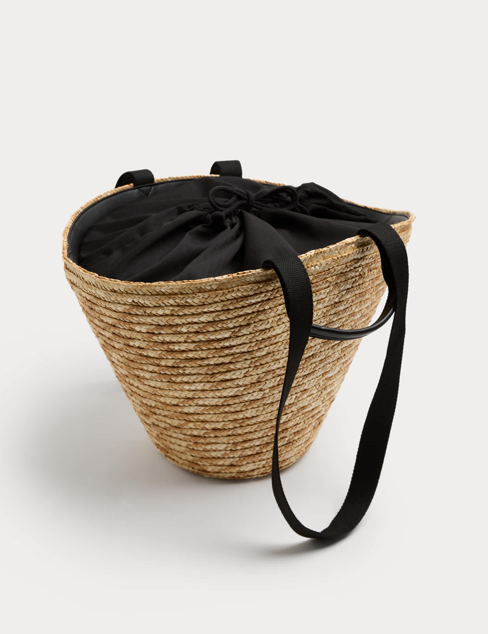Straw Drawstring Bucket Bag