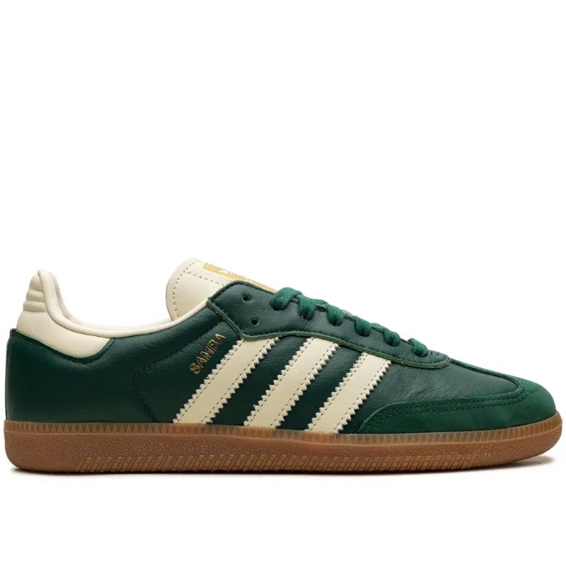 Adidas Sambas in green cut out 