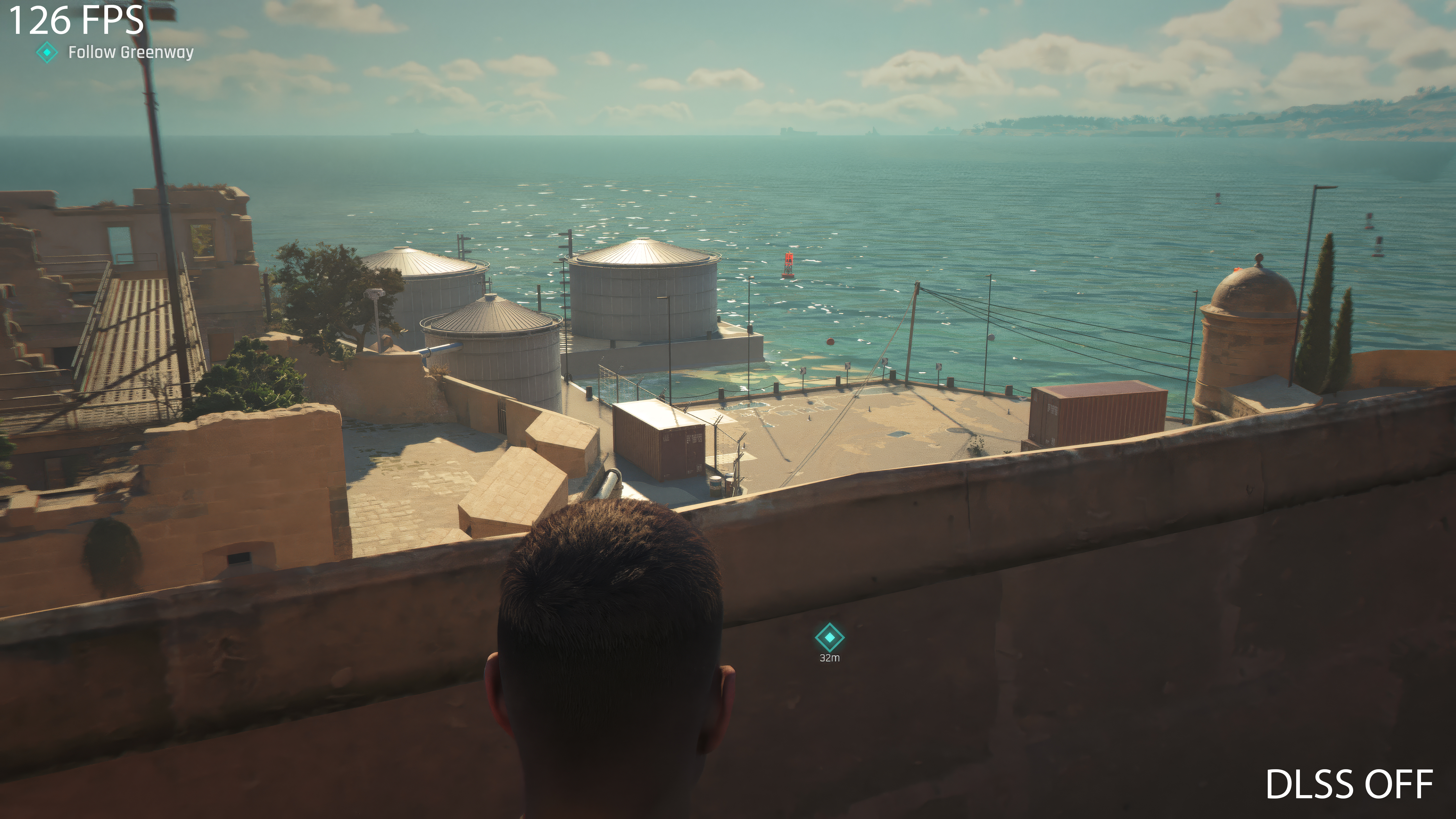 Screenshot of the game 007 First Light running on an Nvidia GeForce graphics card