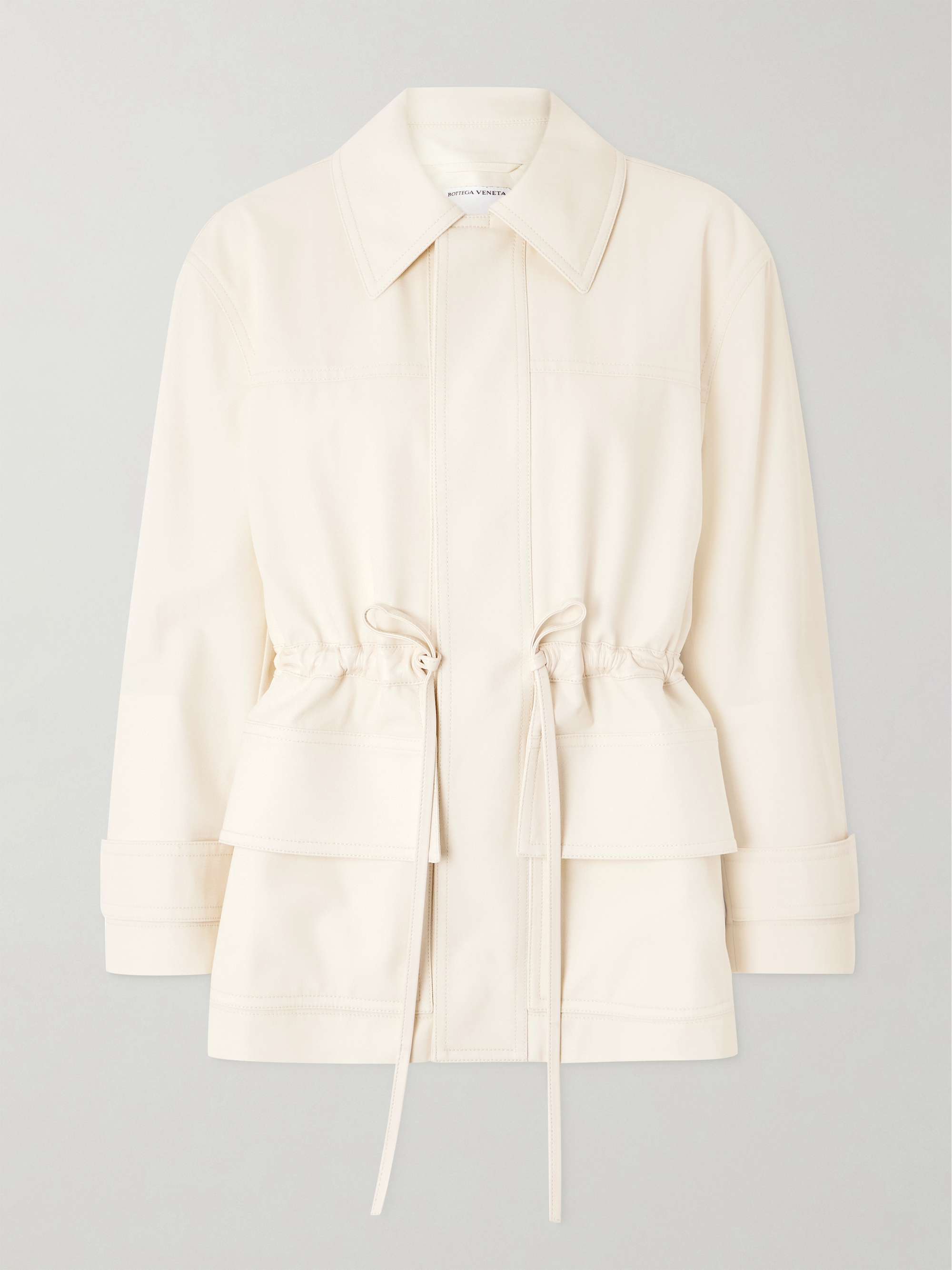 Leather-Trimmed Cotton-Twill Jacket