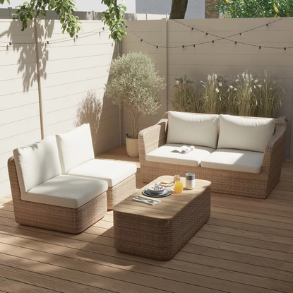 GoodHome Elos Matt Beige 4 Seater Modular Coffee set